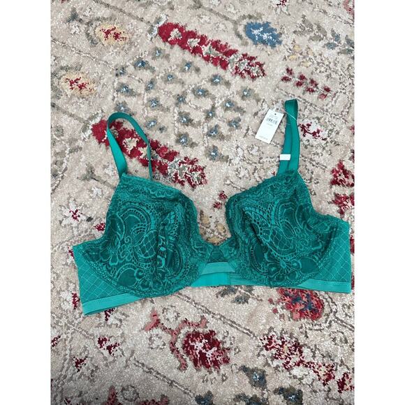 Aerie Women's Everglade Green Real Power Slumber Party Lace Unlined Bra Size 40C - Picture 2 of 8